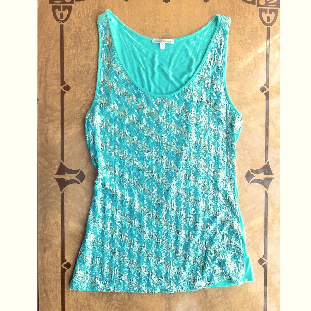 NFS - Charlotte Russe Mint & Silver Sequin Tank 💠 Large